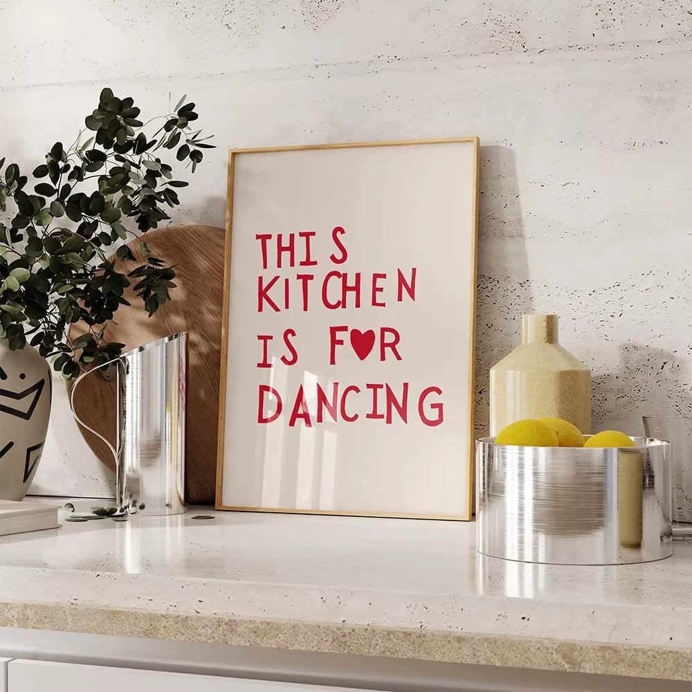 Minimalist Heart Red Quote Poster Prints Aesthetic Kitchen Cute Cooking Wall Art Picture Nordic Canvas Painting Restaurant Decor