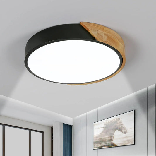 24W Modern LED Ceiling Light round Wooden Indoor Ceiling Lighting Ø30Cm 2400Lm,White Light 6500K,For Bathroom Living Room Kitche