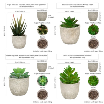 4Pcs Mini Fake Plants Decor for Office Desk Decor - Tiny Realistic Fake Succulent Plants Artificial Potted Set Cute Decoration