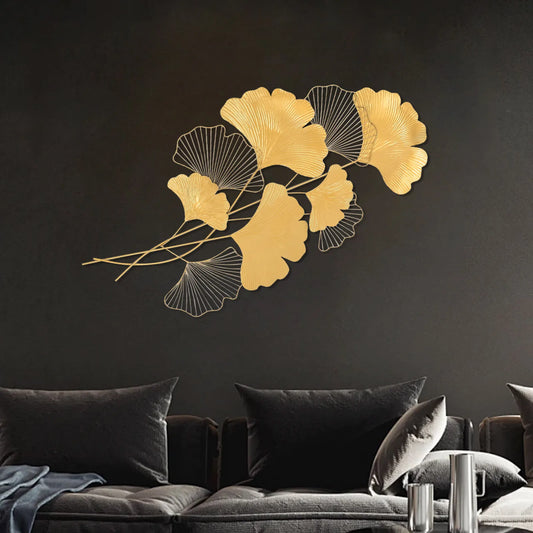 Wall Decoration Metal Gingko 55 X 110 Cm,Wall Decoration 3D Art Abstract Decoration Gold F/Homes Villa Models Hotel Restaurant