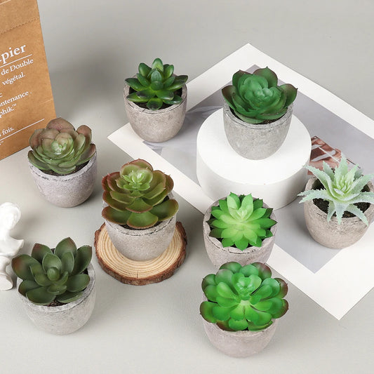 4Pcs Mini Fake Plants Decor for Office Desk Decor - Tiny Realistic Fake Succulent Plants Artificial Potted Set Cute Decoration