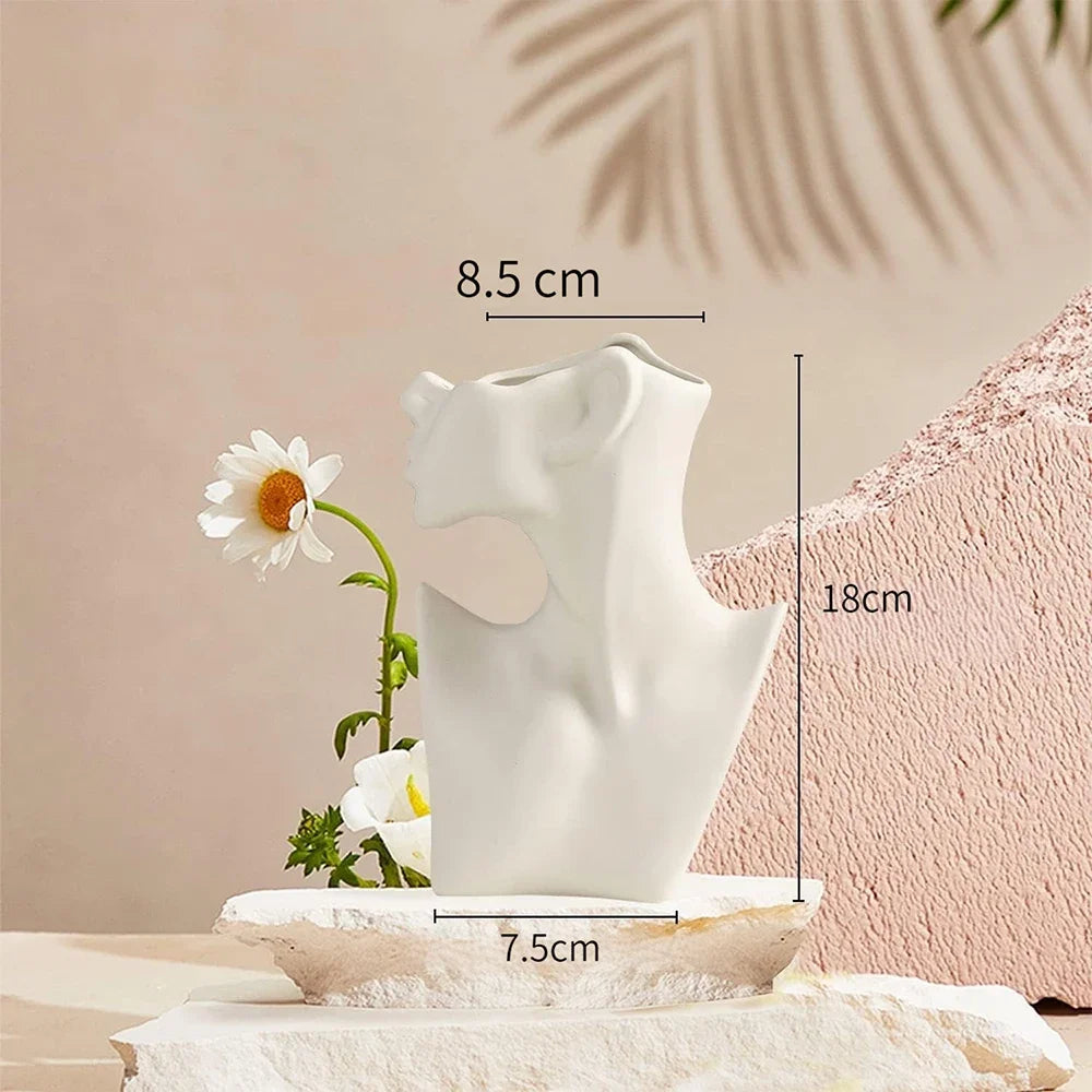 Körpervase, Keramik Vase, Pampasgras Vasen Matt, Menschliches Körper Form, Handgefertigte Getrocknete Blumenbehälter