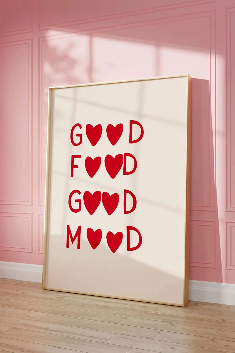Minimalist Heart Red Quote Poster Prints Aesthetic Kitchen Cute Cooking Wall Art Picture Nordic Canvas Painting Restaurant Decor