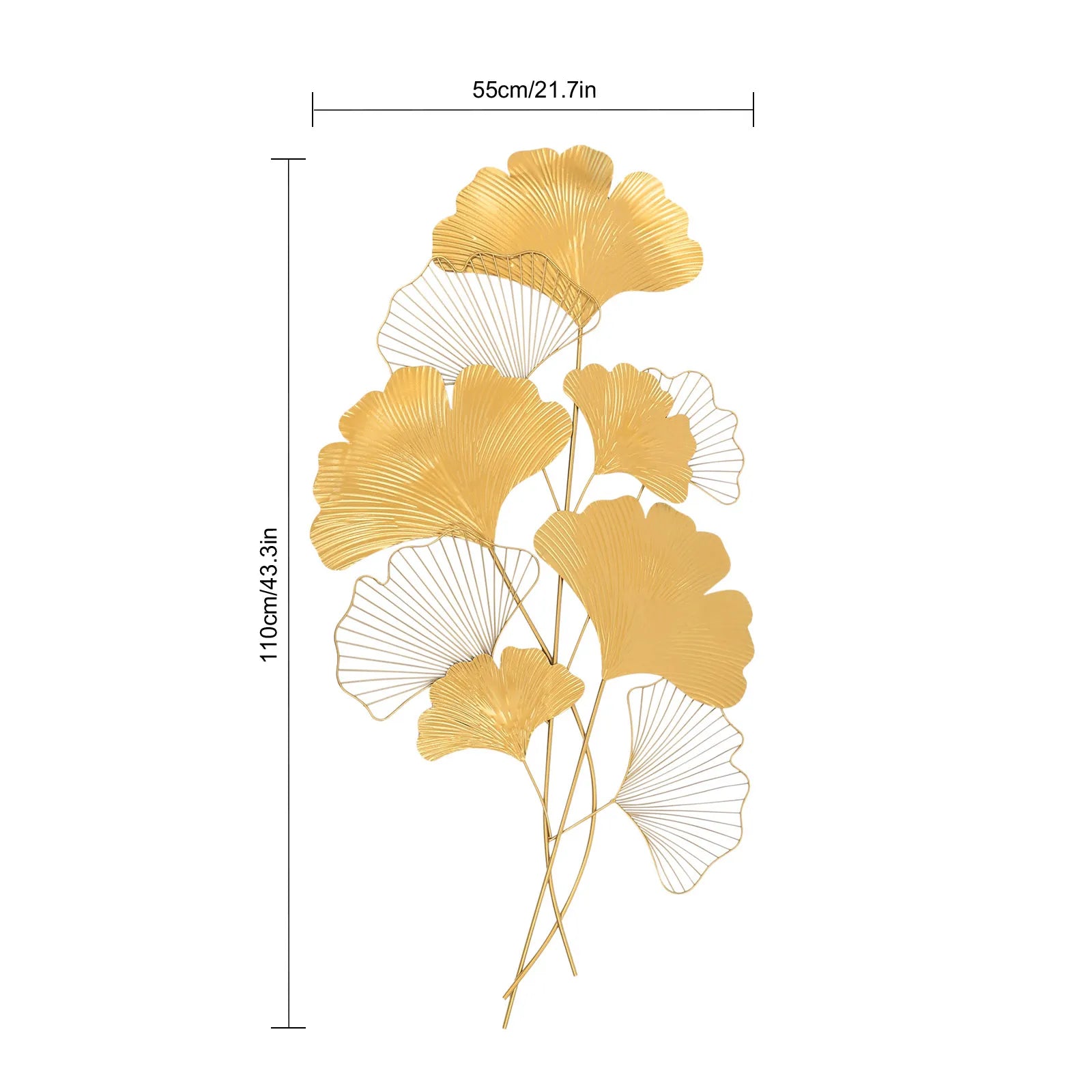 Wall Decoration Metal Gingko 55 X 110 Cm,Wall Decoration 3D Art Abstract Decoration Gold F/Homes Villa Models Hotel Restaurant