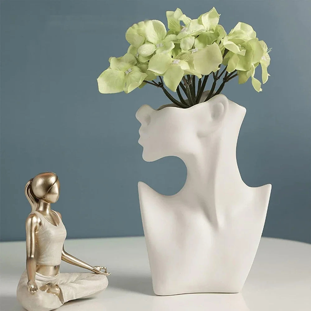 Körpervase, Keramik Vase, Pampasgras Vasen Matt, Menschliches Körper Form, Handgefertigte Getrocknete Blumenbehälter